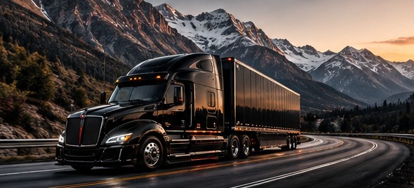 Black premium semi truck representing specialized logistics